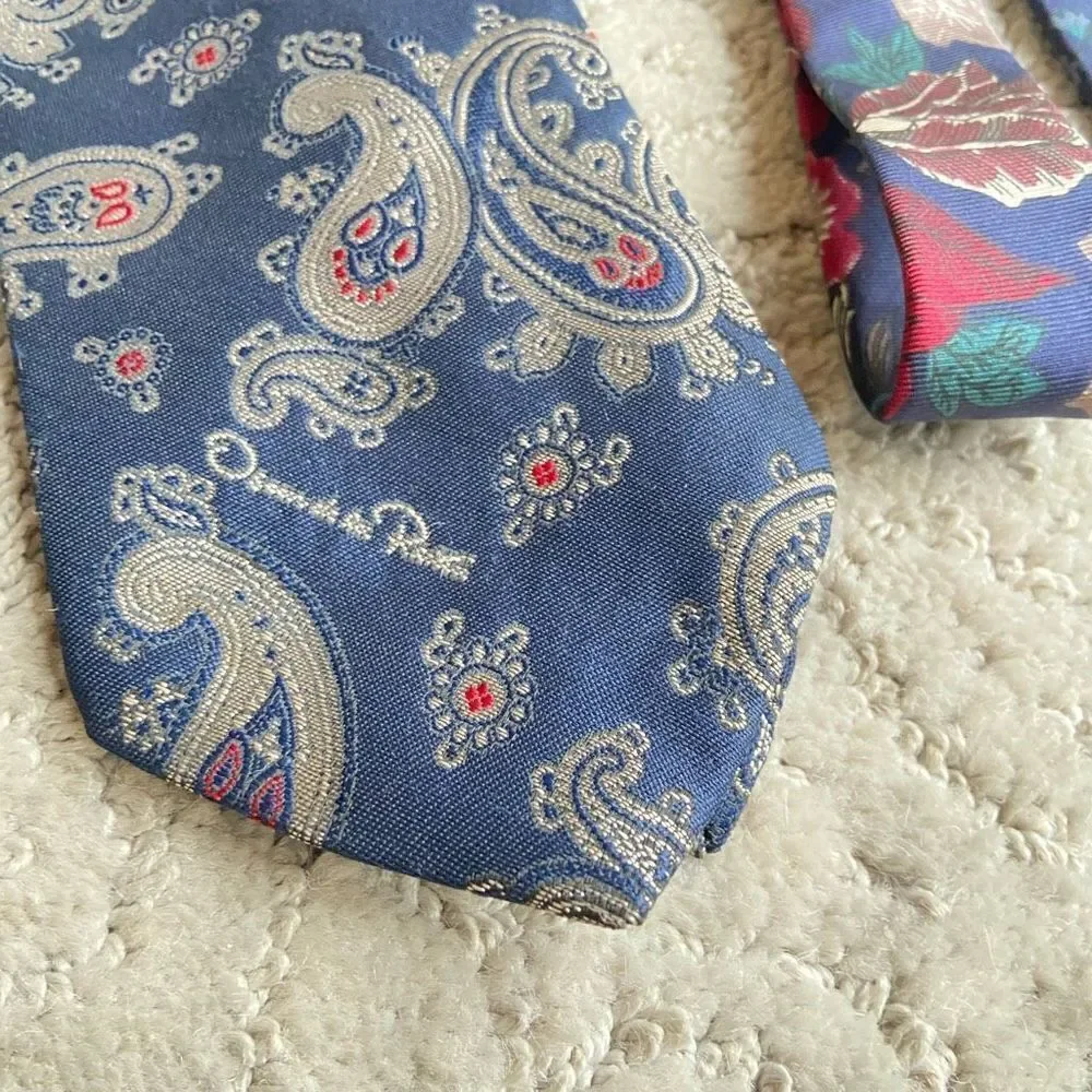 Oscar de la Renta Vintage Silk Neck Ties Set of Two